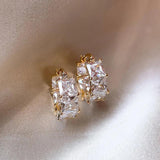 14K Plated Zircon Square Hoop Earrings for Christmas Party Girls