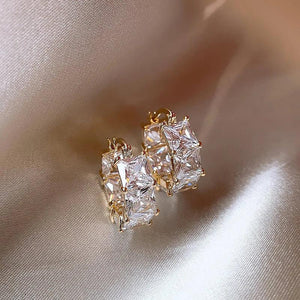 14K Plated Zircon Square Hoop Earrings for Christmas Party Girls