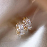 14K Plated Zircon Square Hoop Earrings for Christmas Party Girls