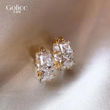 14K Plated Zircon Square Hoop Earrings for Christmas Party Girls