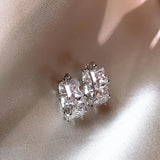 14K Plated Zircon Square Hoop Earrings for Christmas Party Girls