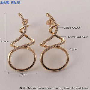 Zircon Women Stud Earrings CZ Stone Crystal Jewelry Christmas Gift