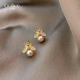 Bee Zircon Pearl Earrings for Christmas Party