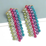 Rainbow Rhinestone Crystal Tassel Earrings Za Jewelry Brincos Feminino