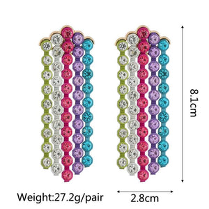 Rainbow Rhinestone Crystal Tassel Earrings Za Jewelry Brincos Feminino
