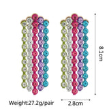 Rainbow Rhinestone Crystal Tassel Earrings Za Jewelry Brincos Feminino
