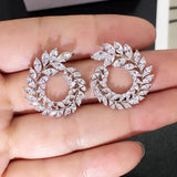 Leaf Ear Stud Silver Earrings for Women Anniversary Gift Jewelry