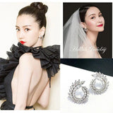 Leaf Ear Stud Silver Earrings for Women Anniversary Gift Jewelry