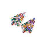 Rhinestone Christmas Tree Dangle Earrings for Women