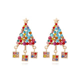 Metal Crystal Christmas Tree Dangle Drop Earrings for Women