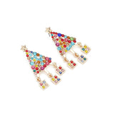 Metal Crystal Christmas Tree Dangle Drop Earrings for Women
