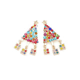 Metal Crystal Christmas Tree Dangle Drop Earrings for Women