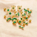 Green Butterfly Flower Stud Earring Stainless Steel Zircon Piercing