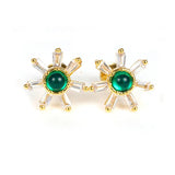 Green Butterfly Flower Stud Earring Stainless Steel Zircon Piercing