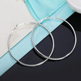 925 Silver Women's Round Big Hoop Earrings Wedding Jewelry For Christmas