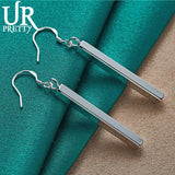 925 Silver Pillar Drop Earrings for Women Wedding Jewelry