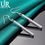 925 Silver Pillar Drop Earrings for Women Wedding Jewelry
