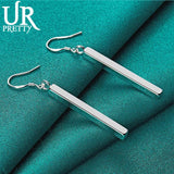 925 Silver Pillar Drop Earrings for Women Wedding Jewelry