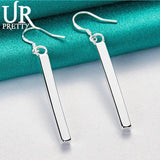 925 Silver Pillar Drop Earrings for Women Wedding Jewelry
