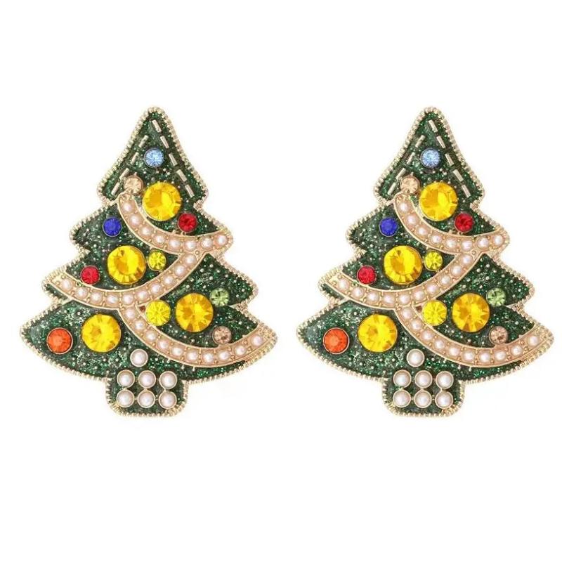 Christmas Tree Snowflake Pearl Earrings
