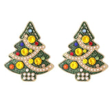 Christmas Tree Snowflake Pearl Earrings