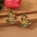 Christmas Tree Snowflake Pearl Earrings