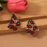 Christmas Tree Snowflake Pearl Earrings