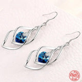 925 Silver Crystal Dangle Earrings Wedding Party Jewelry