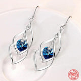 925 Silver Crystal Dangle Earrings Wedding Party Jewelry