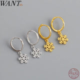 Minimalist Snowflake Stud Earrings 925 Silver Party Gift