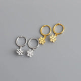 Minimalist Snowflake Stud Earrings 925 Silver Party Gift