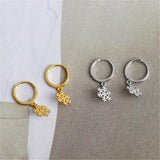 Minimalist Snowflake Stud Earrings 925 Silver Party Gift