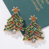 Christmas Tree Earrings Colorful Rhinestone Drop Earrings