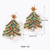 Christmas Tree Earrings Colorful Rhinestone Drop Earrings