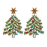 Christmas Tree Earrings Colorful Rhinestone Drop Earrings