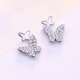 Silver Butterfly CZ Stud Earrings