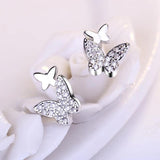 Silver Butterfly CZ Stud Earrings