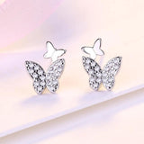 Silver Butterfly CZ Stud Earrings