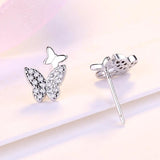 Silver Butterfly CZ Stud Earrings