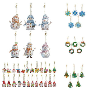 DIY Diamond Painting Christmas Keychains Mosaic Art Santa Snowman