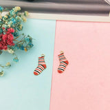 10pcs Enamel Striped Socks Pendants Charms Metal Charms DIY Earring Accessories