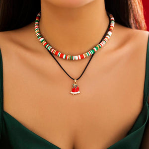 Metal Snowman Christmas Tree Elk Pendant Necklace