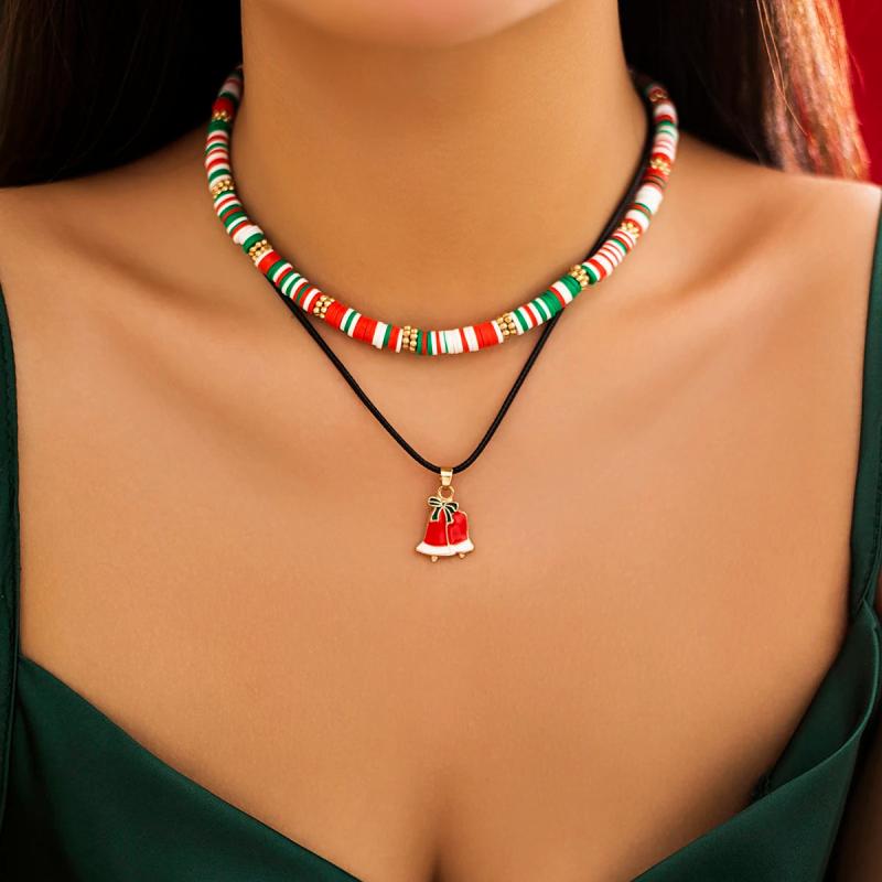 Metal Snowman Christmas Tree Elk Pendant Necklace