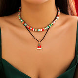 Metal Snowman Christmas Tree Elk Pendant Necklace
