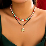 Metal Snowman Christmas Tree Elk Pendant Necklace