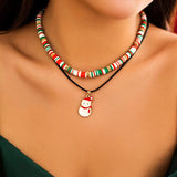 Metal Snowman Christmas Tree Elk Pendant Necklace