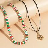 Metal Snowman Christmas Tree Elk Pendant Necklace