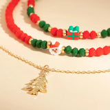 Crystal Beaded Clavicle Necklace with Christmas Pendant