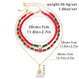 Crystal Beaded Clavicle Necklace with Christmas Pendant