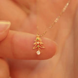 Christmas Tree Zircon Pendant Necklace for Women Clavicle Chain Jewelry